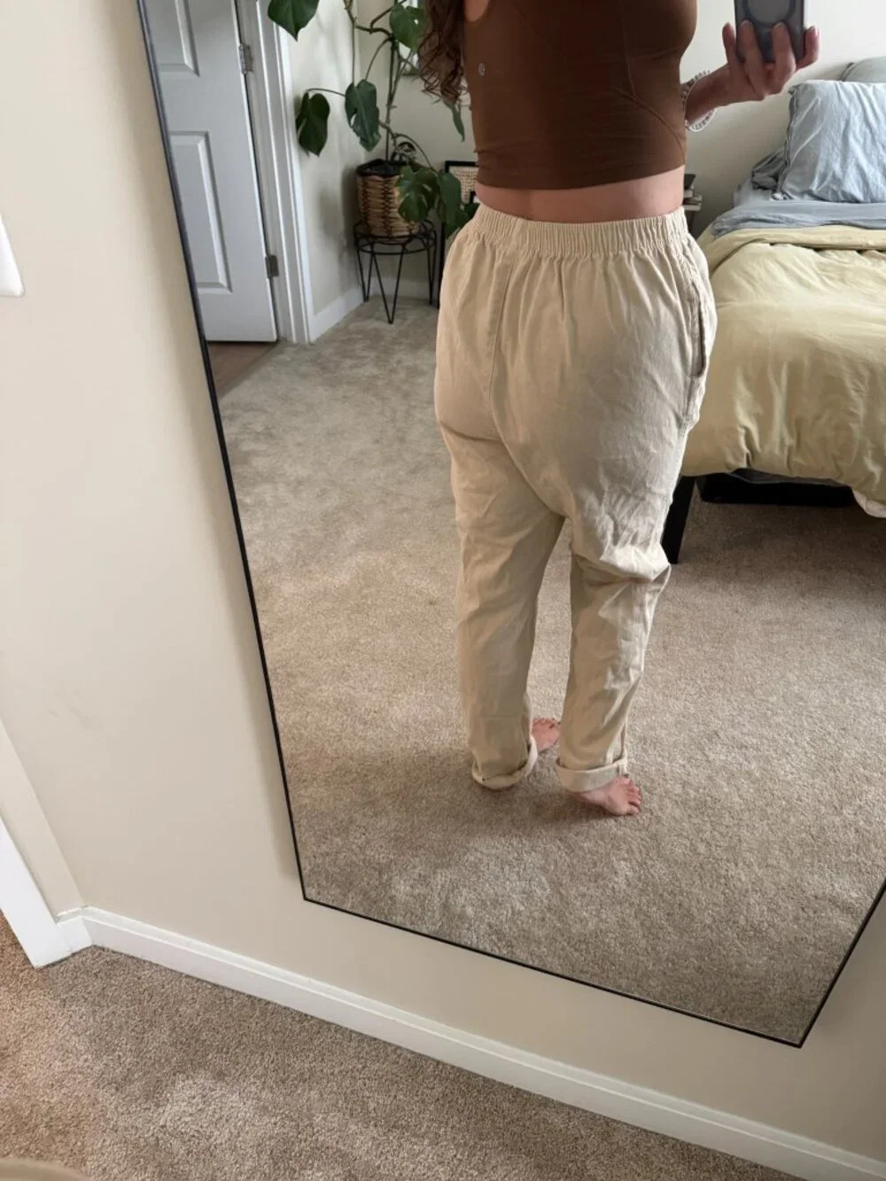 Vintage Cream Cotton Lounge Pants Size Large Tall